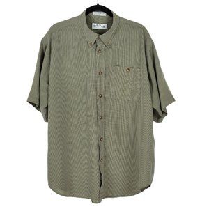 Orvis Check Shirt Men Button Front Short Sleeve Snap Chest Pocket Green Size XL